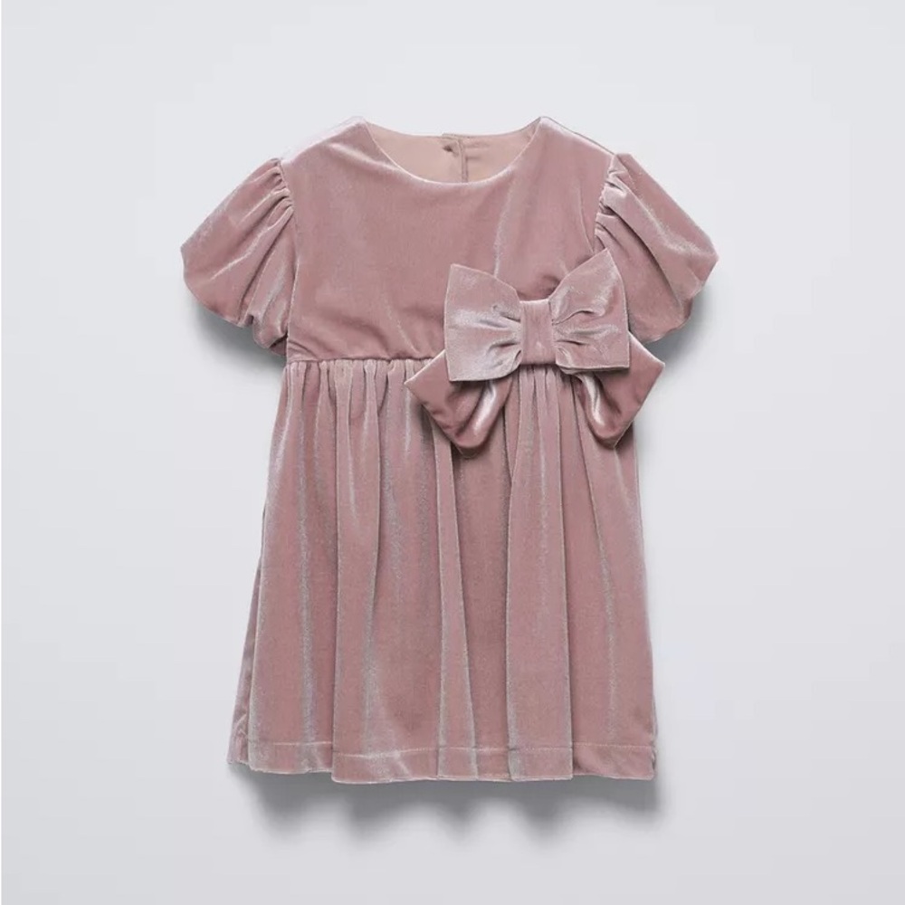 ZARA Velvet Kids Dress with Bow